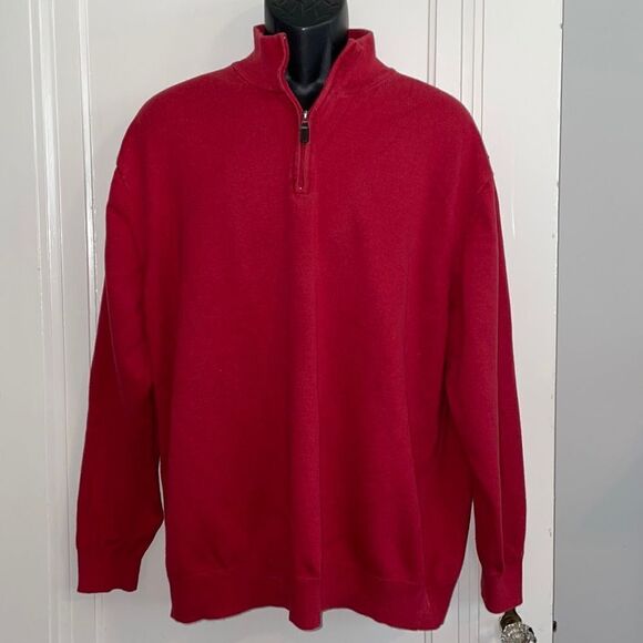Jos A Bank red cotton zip neck sweater - Picture 1 of 8
